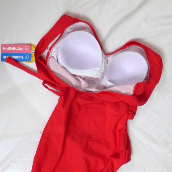 RuffleButts Women's Wrap One Piece Swimsuit, Vintage Red, size XS - Picture 5 of 7